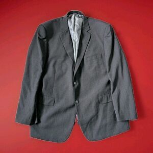 Pronto Uomo Blazer Jacket Suit Coat 52L Black Charcoal Wool Blend